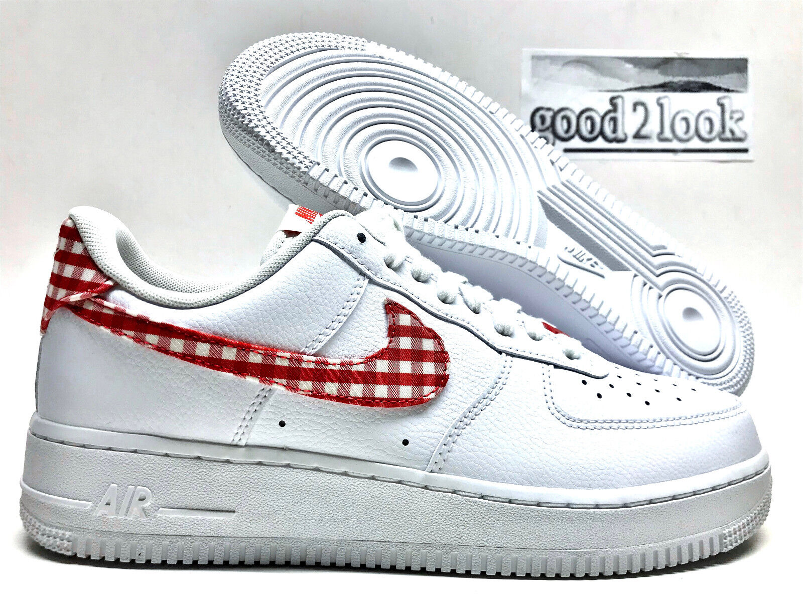 NIKE AIR FORCE 1 '07 ESS TREND GINGHAM RED SZ WOMEN 10/MEN NIKE AIR FORCE 1 '07 ESS TREND GINGHAM RED SZ WOMEN 10/MEN
