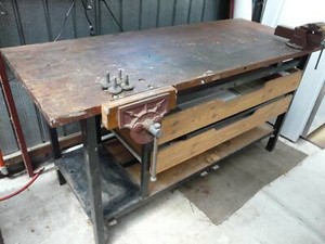 workbench with two Dawn vices Tool Storage &amp; Benches 