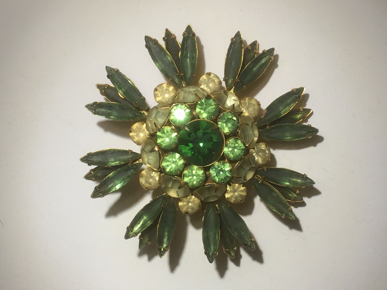 HIGH END Vintage Jewelry Singed Judy Lee Green Rhinestone