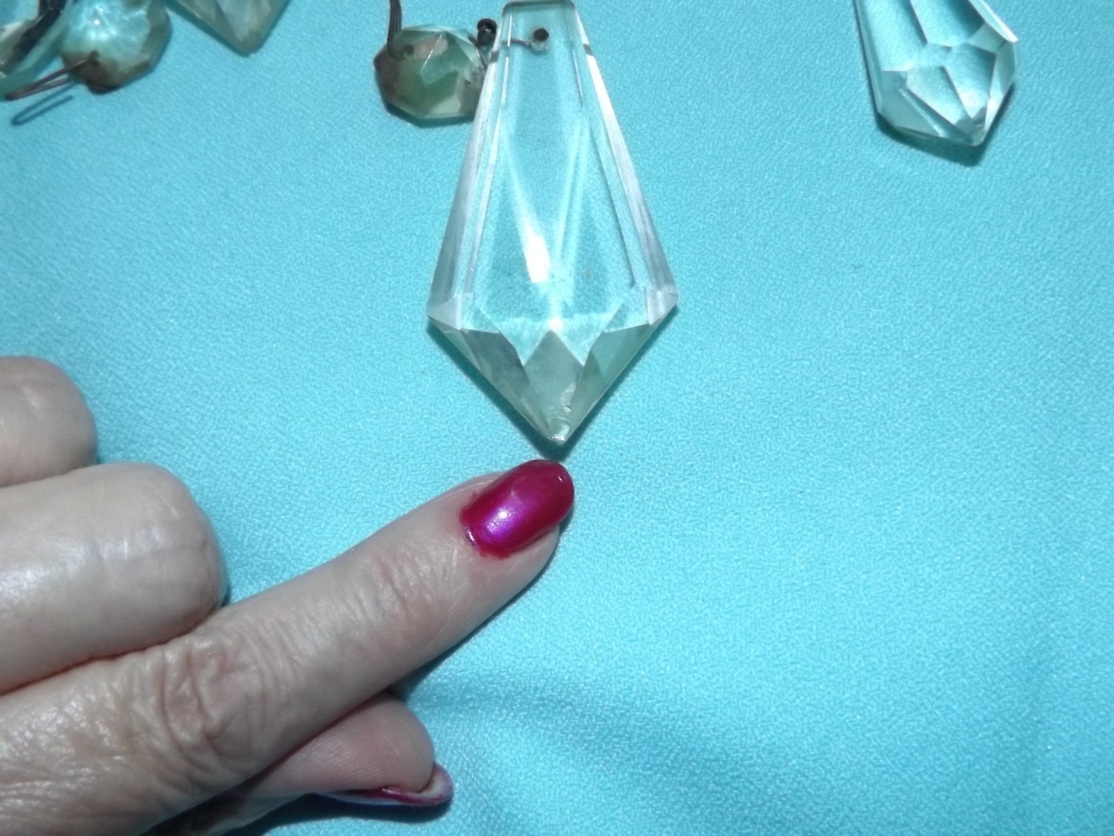 LOT ANTIQUE Vintage ICICLE Tear Drop TAPERED POINT Chandelier Lamp Parts #6