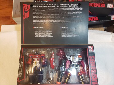 Transformers Platinum One Shall Stand Fall Optimus Prime Megatron Classics .
