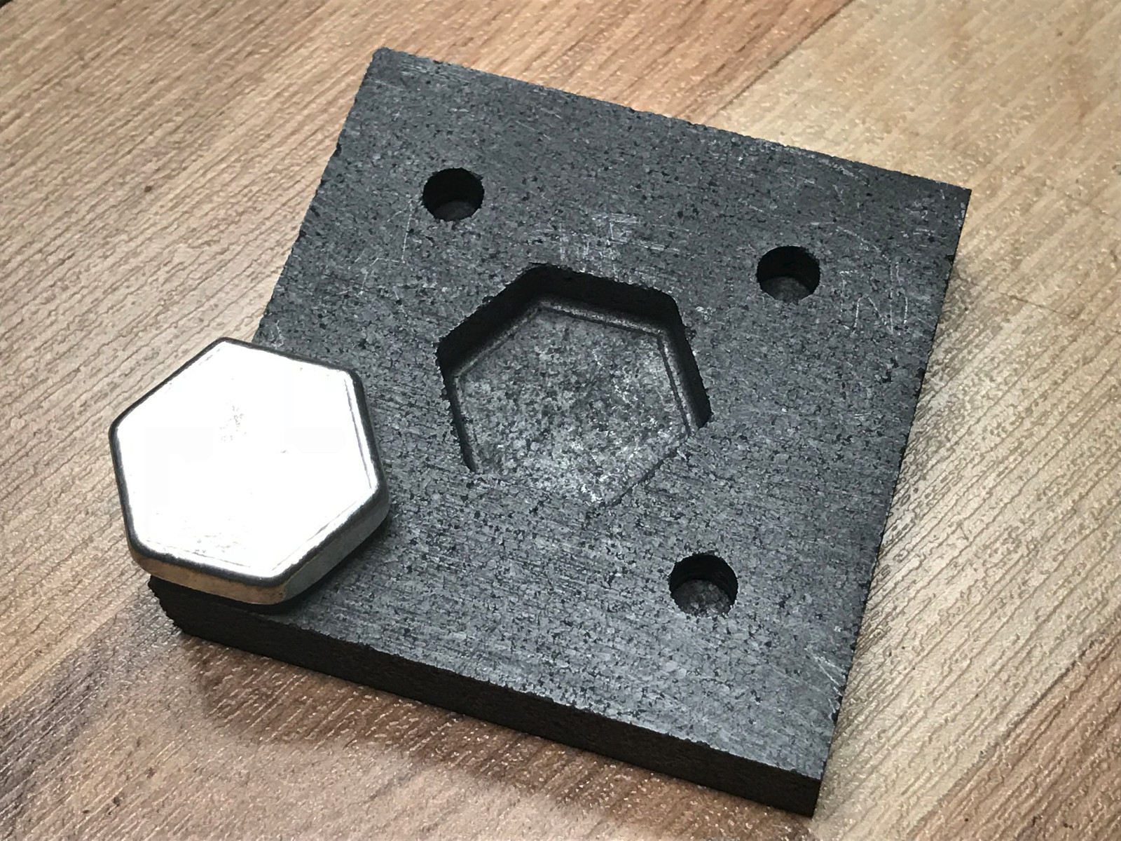 1 oz HEX - Silver Graphite Ingot Mold - Loaf Bar - Casting Melting Refining