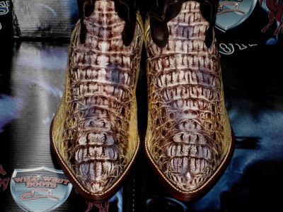 Pre-owned Wild West Boots Wild West Natural Caiman Crocodile Hornback Western Boot J-toe (d) 2990549 In Beige