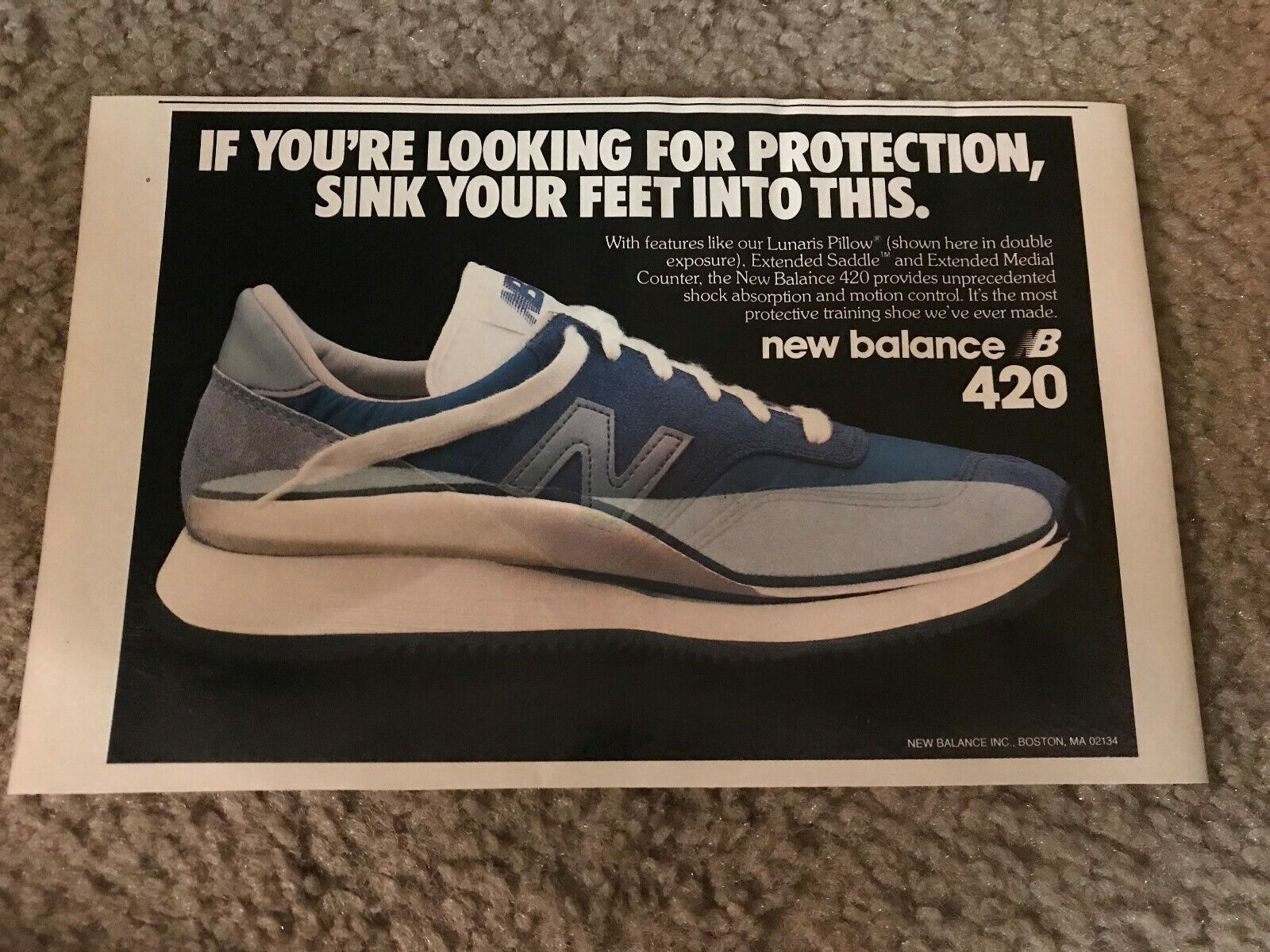 シューズNBポスターを走らせているビンテージ1980のニューバランス420は、「あなたの足を沈めてください」という広告を印刷しますのeBay公認海外通販｜セカイモン