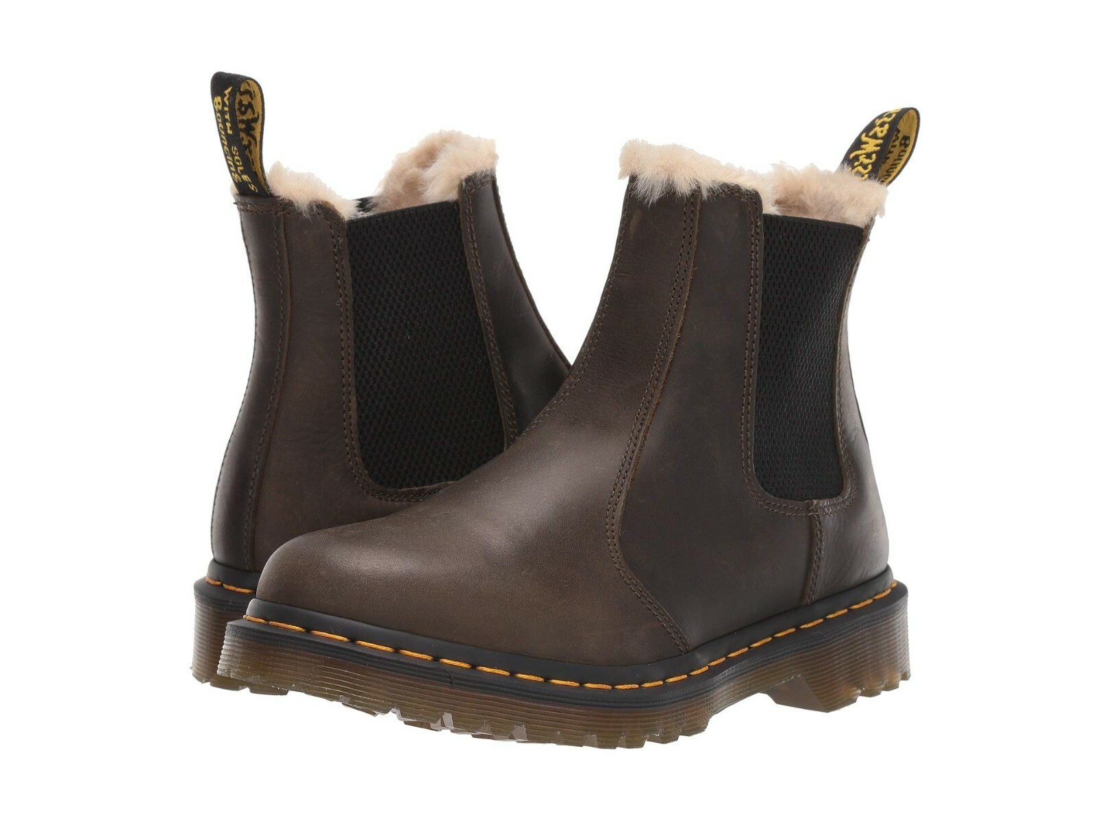 fur lined doc martens chelsea boots