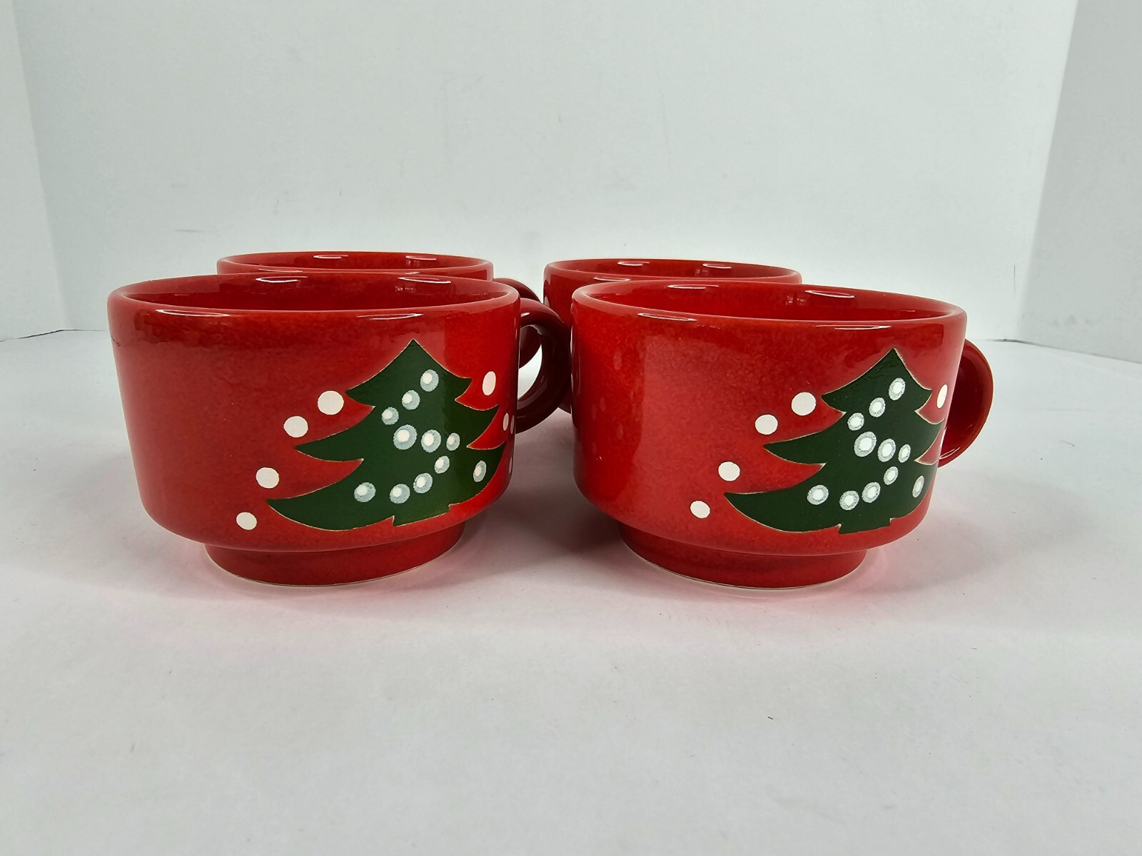 Vintage Waechtersbach Christmas Tree Red Mugs Coffee/Tea West Germany