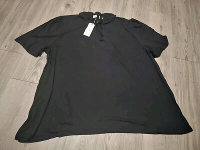Size XL Maison De Nimes Plain Tie Neck Top, Black