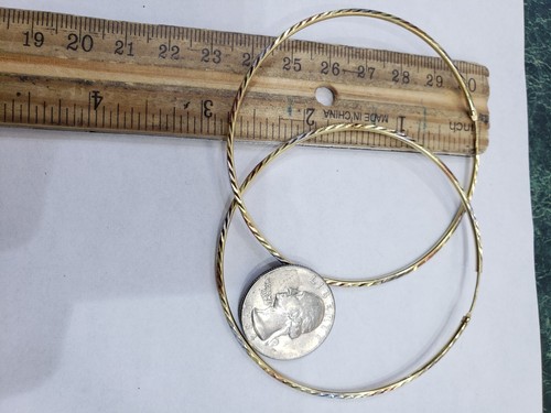 Pre-owned Rosegold Large Big 14k Yellow White Rose Gold Hoop Earrings 2.75 Inches Long 70 Mm