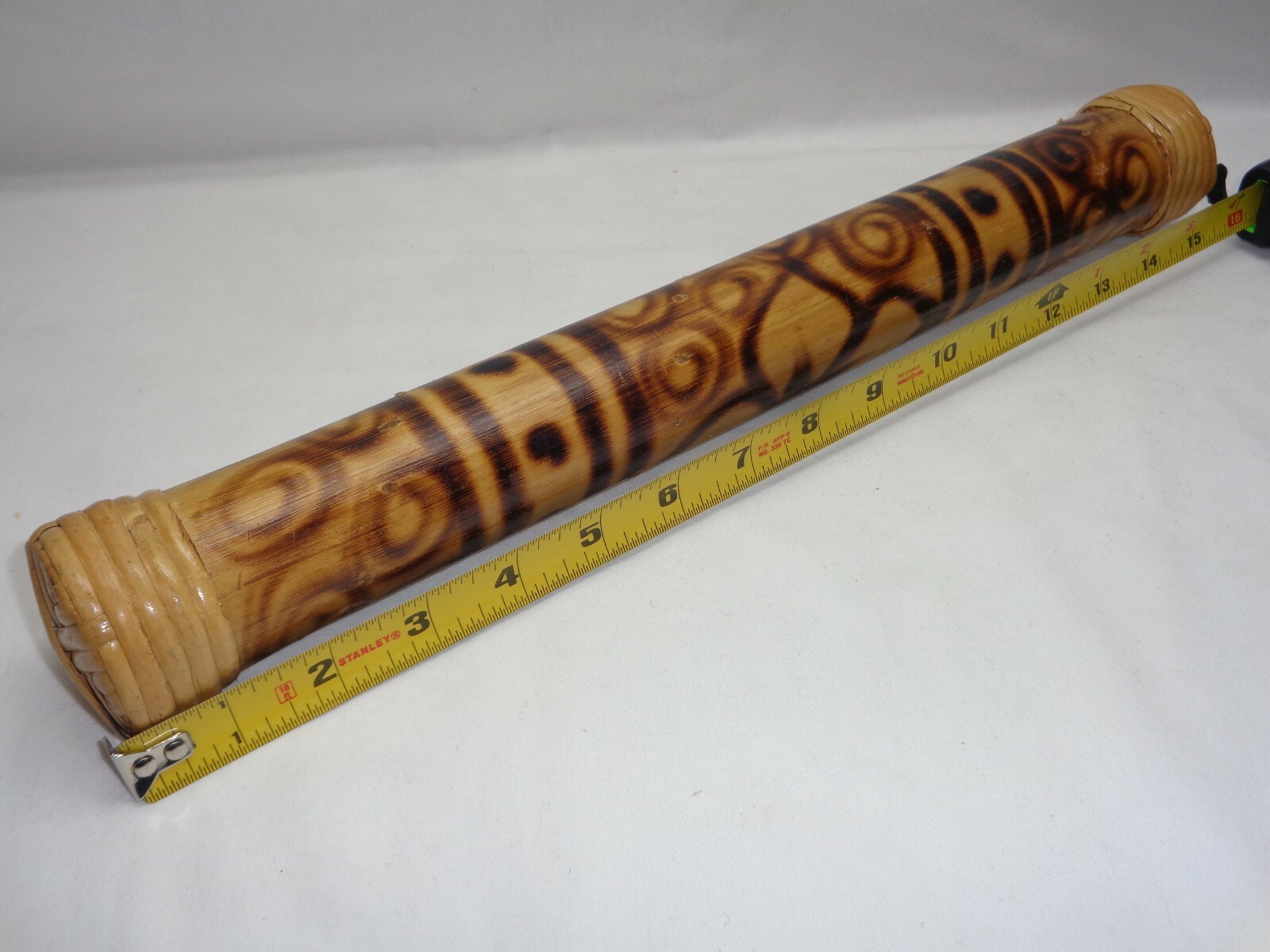 Vtg Wood Bamboo Rainstick Hand Shaker Musical Rain Maker Stick Tiki Modern Decor