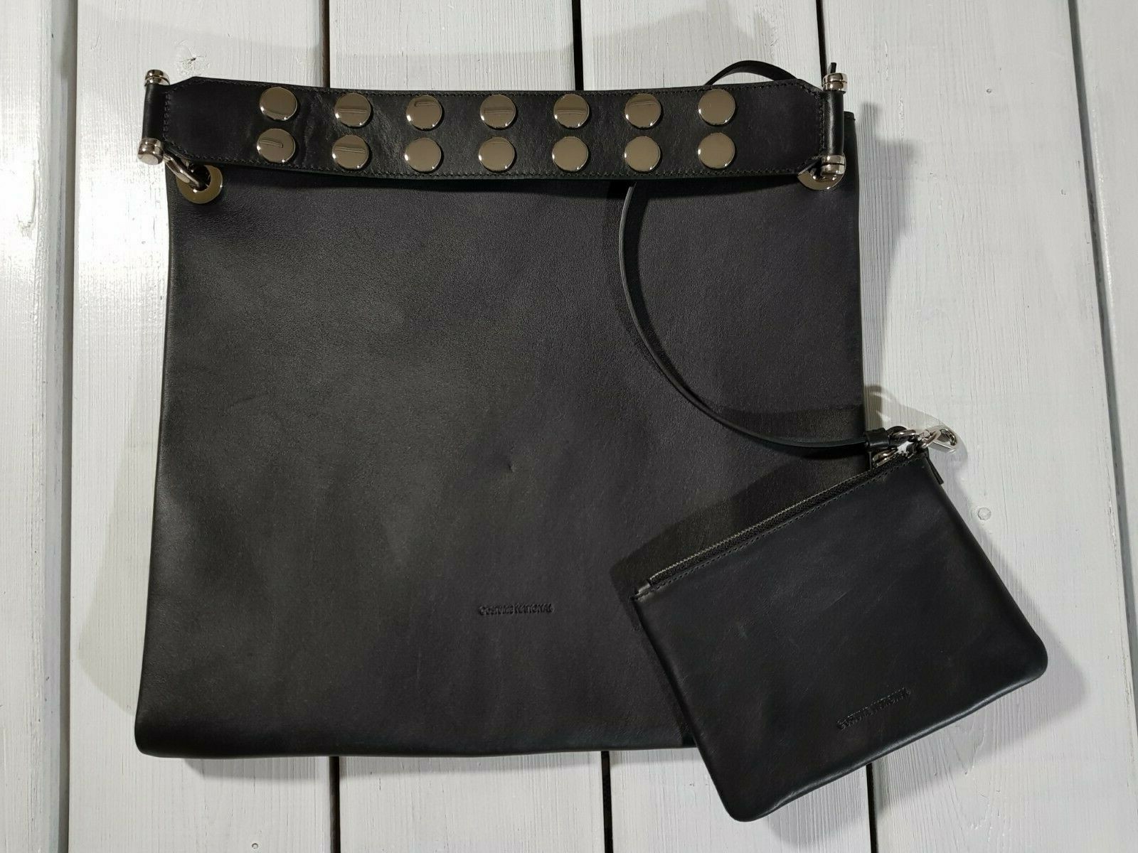 Dament in pelle borsa tracolla Borsa a tracolla nero con patta Uni NUOVO