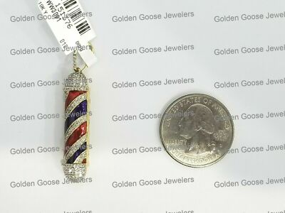 Pre-owned Gnd Atlanta Clearance Yellow Gold Diamond Barber Pole Hair Cutting Grind Pendant Charm Man In White