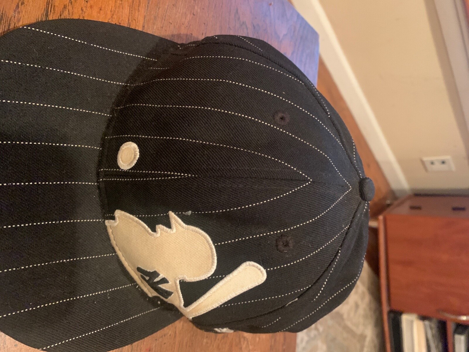 NY Yankees New Era 59FIFTY Striped Fitted Cap Hat Sz 7-3/8
