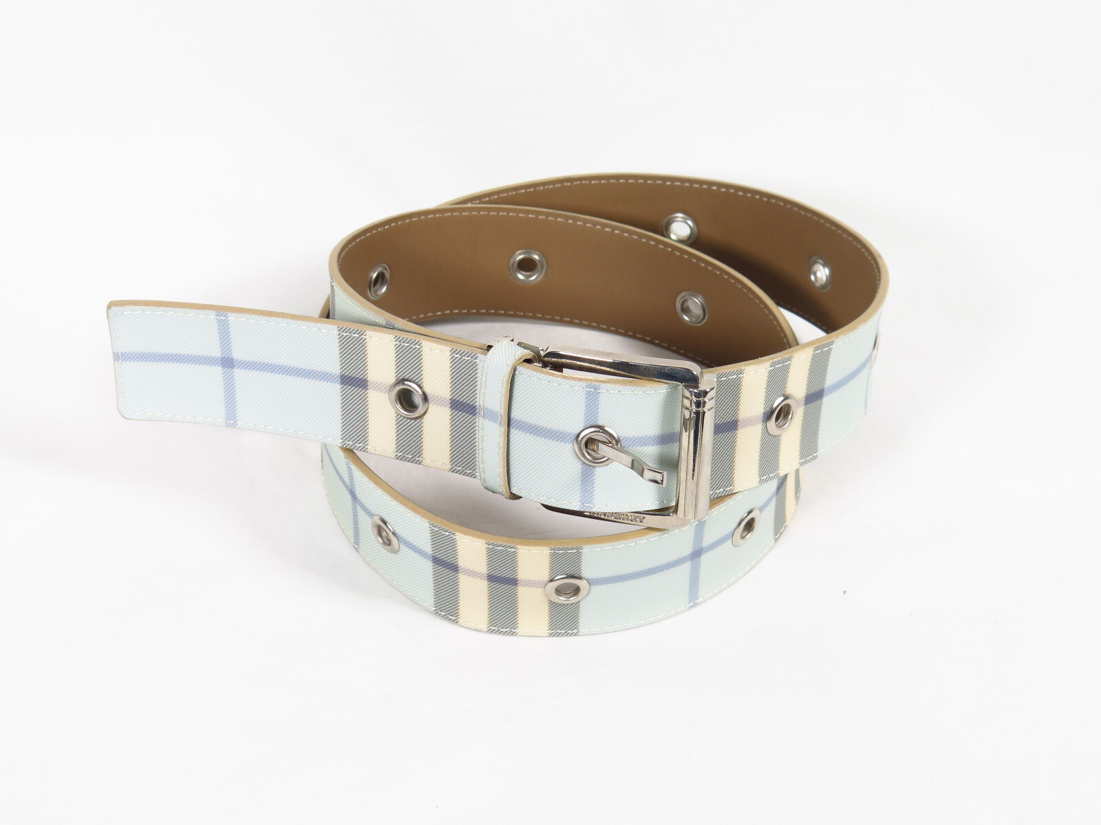 blue burberry belt