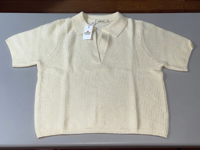 Marine Layer Women's Spencer Polo Sweater Antique White Size XL