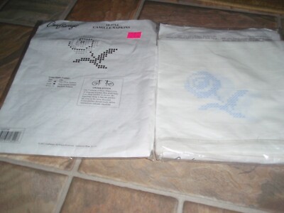 NEW Craftways 8 Camille Table Napkins ROSE Stamped Cross Stitch Embroidery c2011
