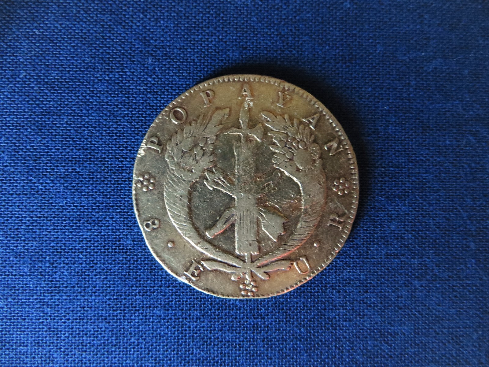 COLOMBIA: Republic:  1836 gold 8 Escudos, POPAYAN mint