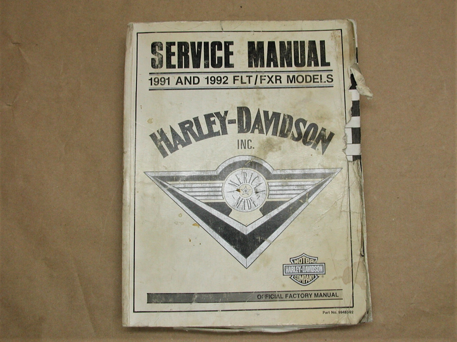Harley Davidson 1991-1992 FLT FXR Models Service Manual OEM