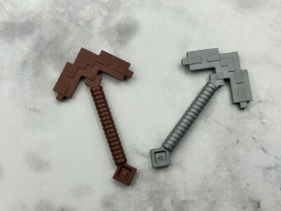 Lego Parts (2) Pearl Gold / Flat Silver Pickaxe Pixelated (Minecraft) ~ No 18789