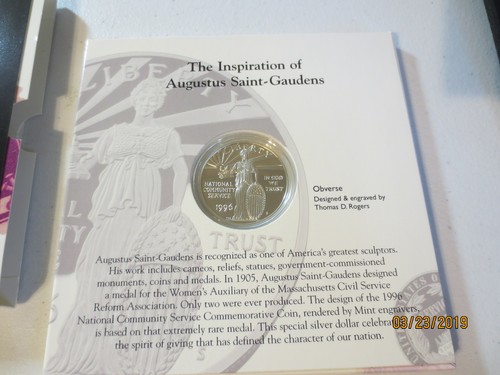 1996 National Community Service Proof Silver Commemorative Coin & Stamp Set b