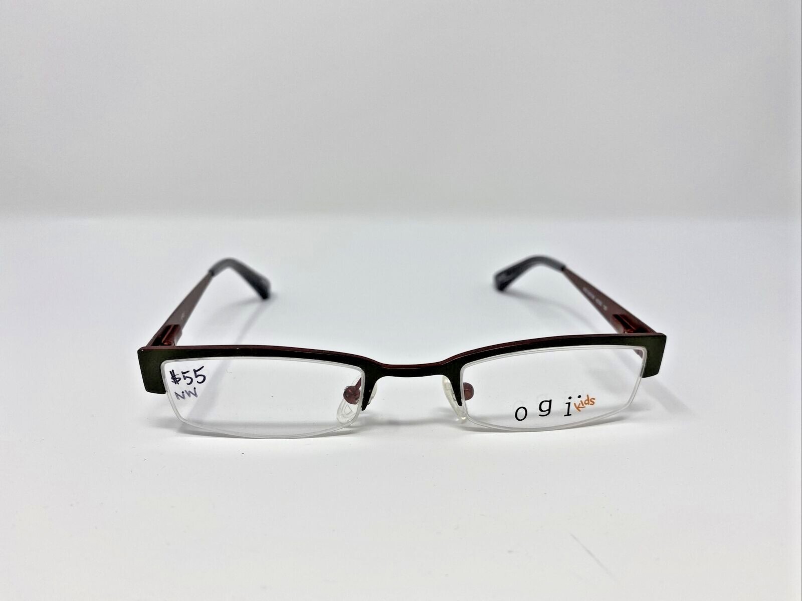 ogï Eyeglasses Frame OK2196 42-20-120 Matte Olive/Red/Grey
