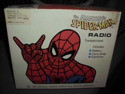 VINTAGE THE AMAZING SPIDER-MAN TRANSISTOR RADIO RARE WORKING COMPLETE VF/NM 1973