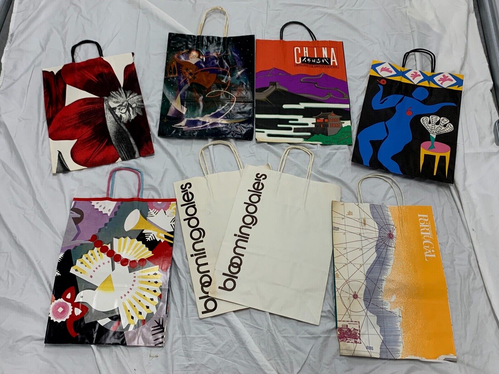 VTG Lot of (8) 1980s Designer Bloomingdale's Paper Shopping