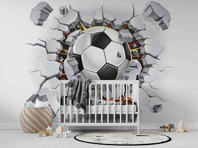 3D Soccer Kick Hold Wallpaper Wall Mural Removable Self-adhesive 22