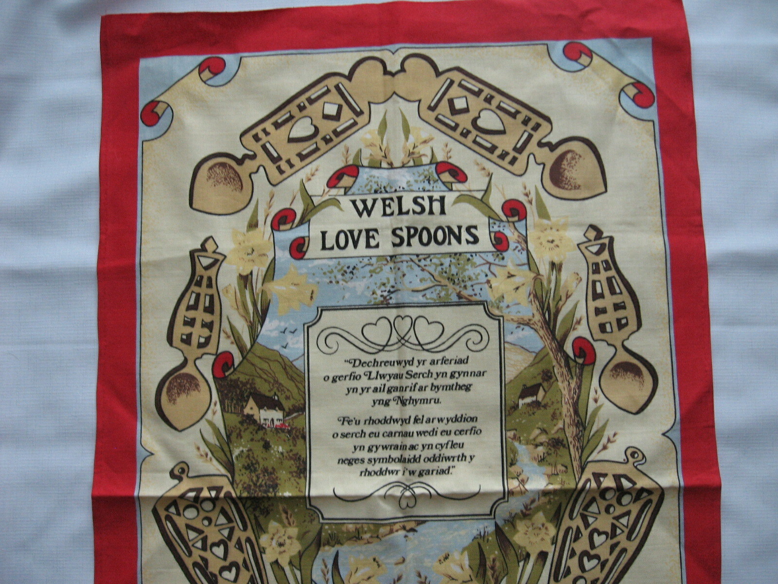 Welsh Love Spoons Clive Mayor cotton wall hanging 29 1/2