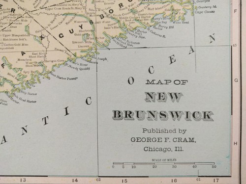 Vintage 1903 NEW BRUNSWICK CANADA Map 22