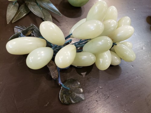 Vintage ITALY Alabaster Marble Stone Grapes Cluster Marble Fruit