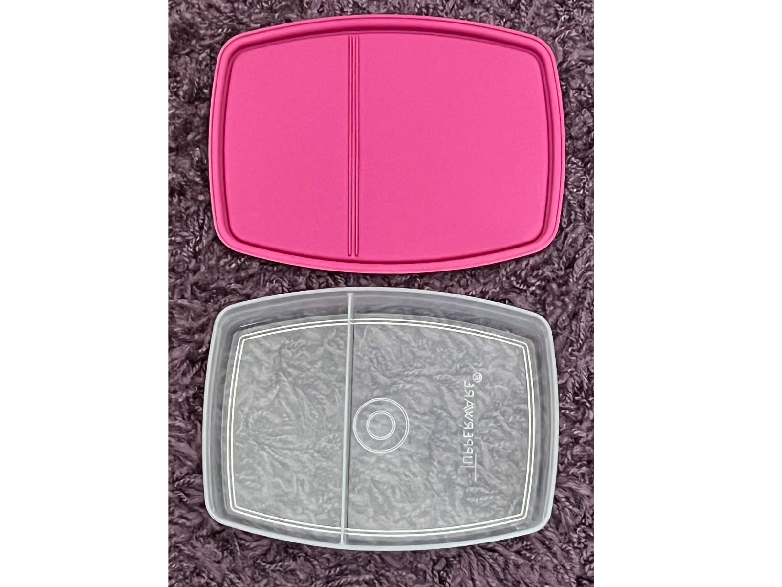 TUPPERWARE Packette Divided Container Pink Side by Side Slimline