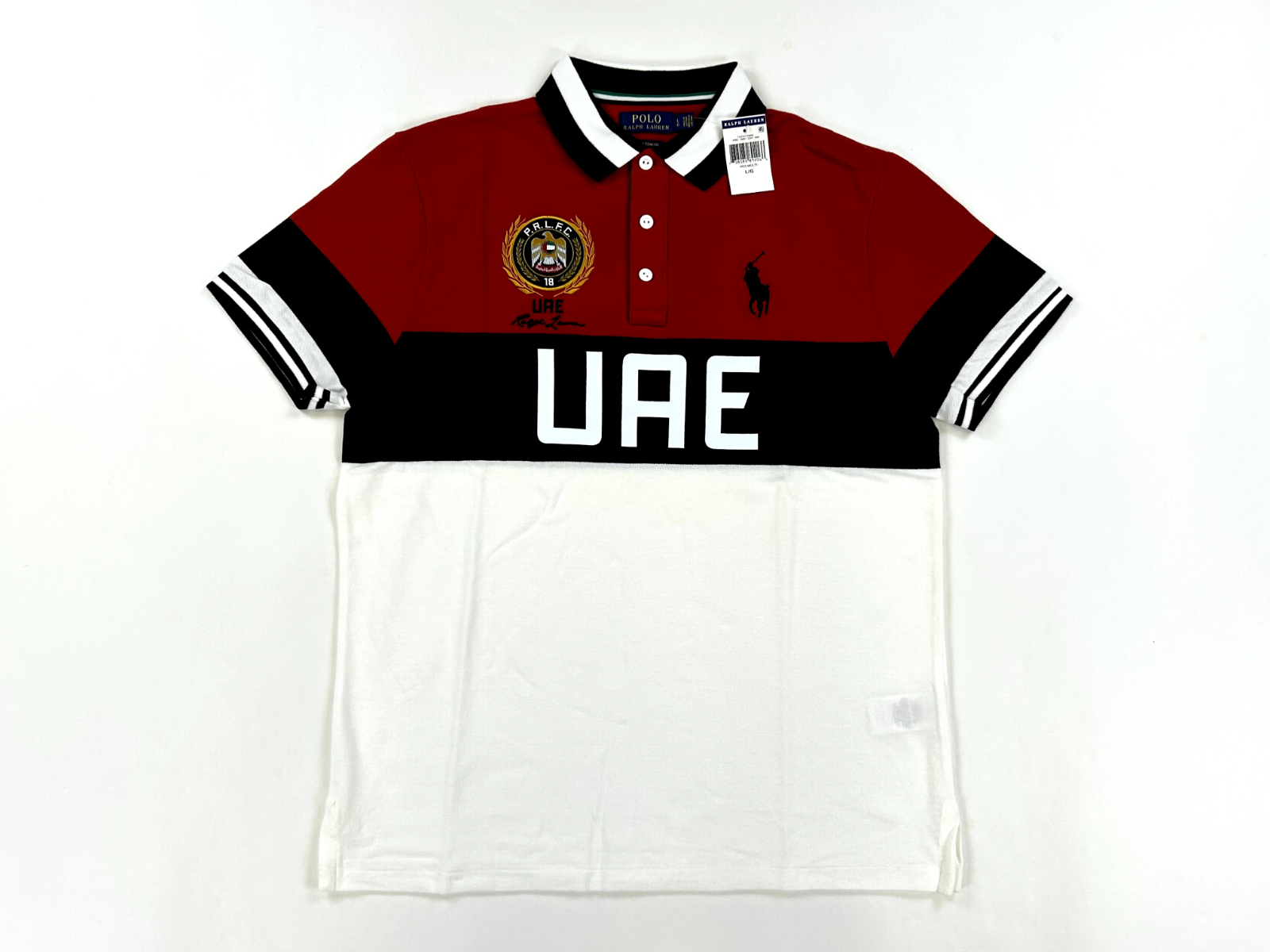Polo Ralph Lauren Custom Slim Fit 3/4 Big Pony UAE Polo - Красное/Черное/Белое - Sz L