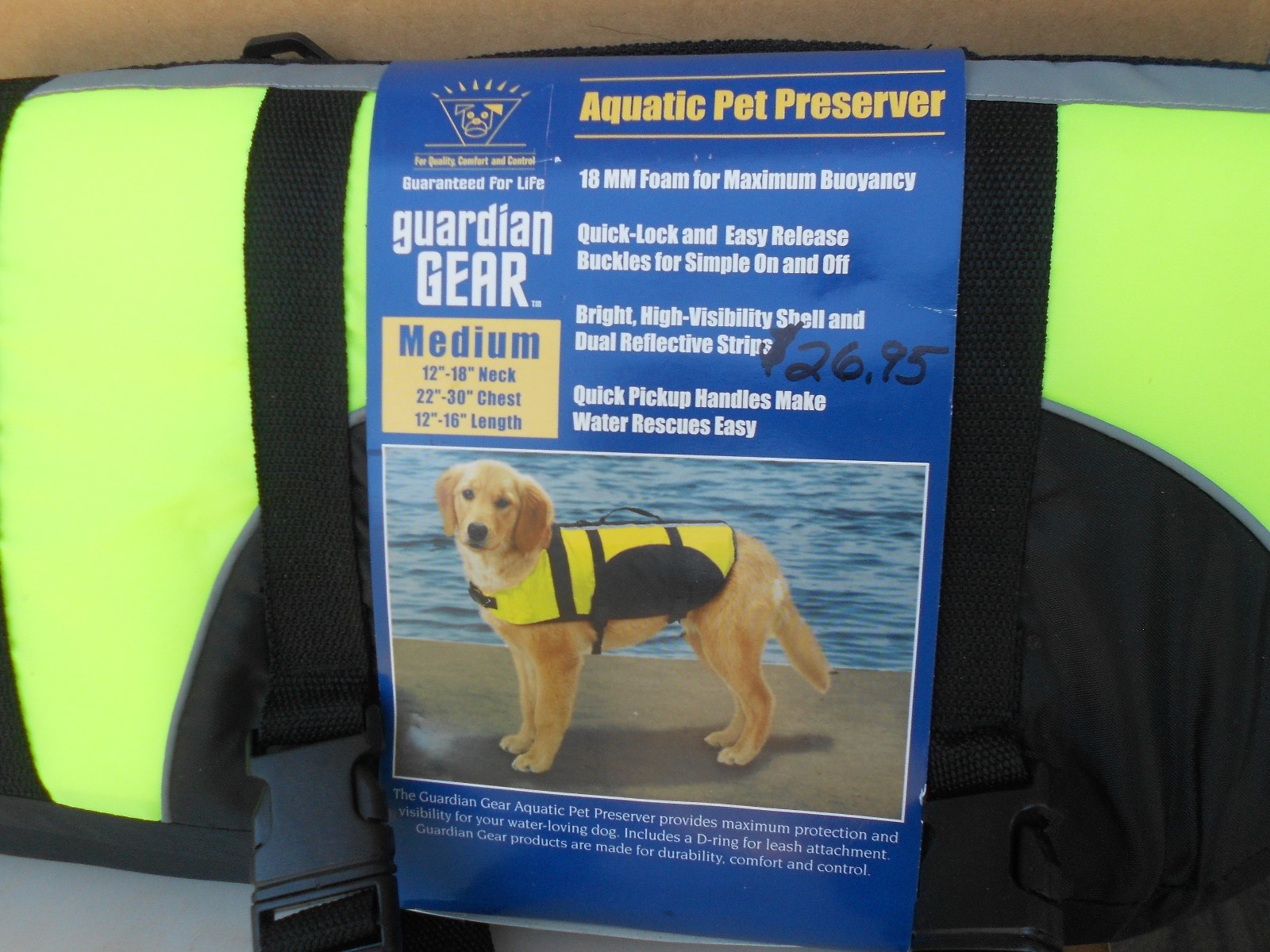 Guardian Gear Aquatic Preserver for Dogs - MEDIUM - GREEN