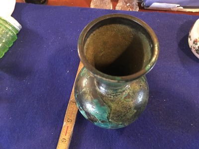 METAL VASE OVER 5 INCHES TALL COLORFUL VERDIGRIS