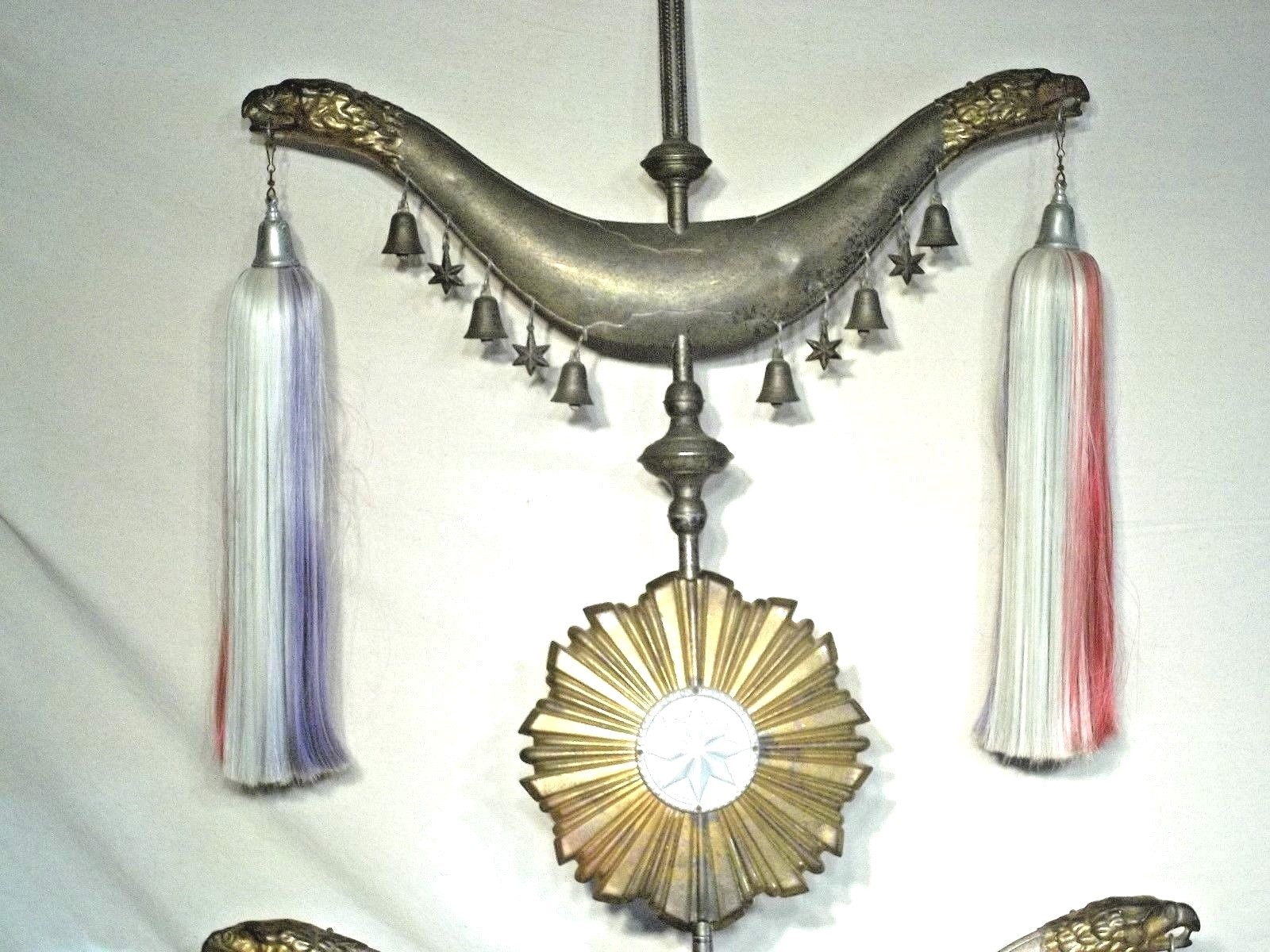 ANTIQUE 19th CENTURY FOLK ART ODDFELLOWS GRANGE HALL EAGLE HEAD BANNER