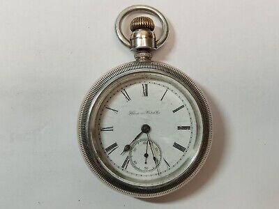 ~1896 Hampden Pocket Watch Model 3 18s 17j Coin Silver Not Running