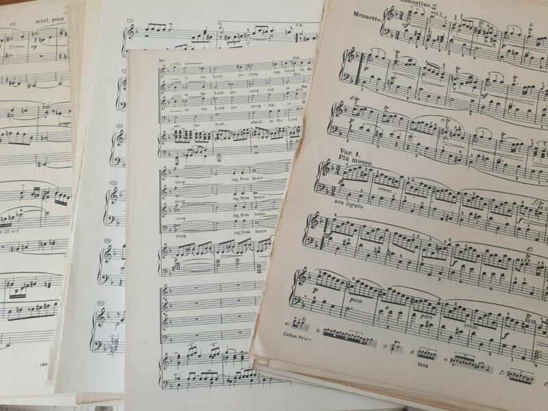 100g Vintage Sheet Music Paper With Pencil Marks On Decoupage, Shabbychic A4 Ish