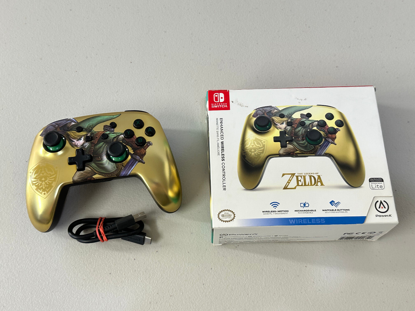 Power A Wireless Switch Controller Zelda Wireless Controller 1518604-01 Gold Power A Wireless Switch Controller Zelda Wireless Controller 1518604-01 Gold