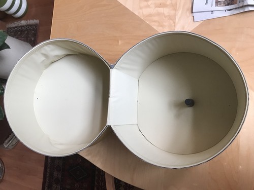 Vintage Gold Hat Box Tote Luggage Large Vinyl Zipper 13