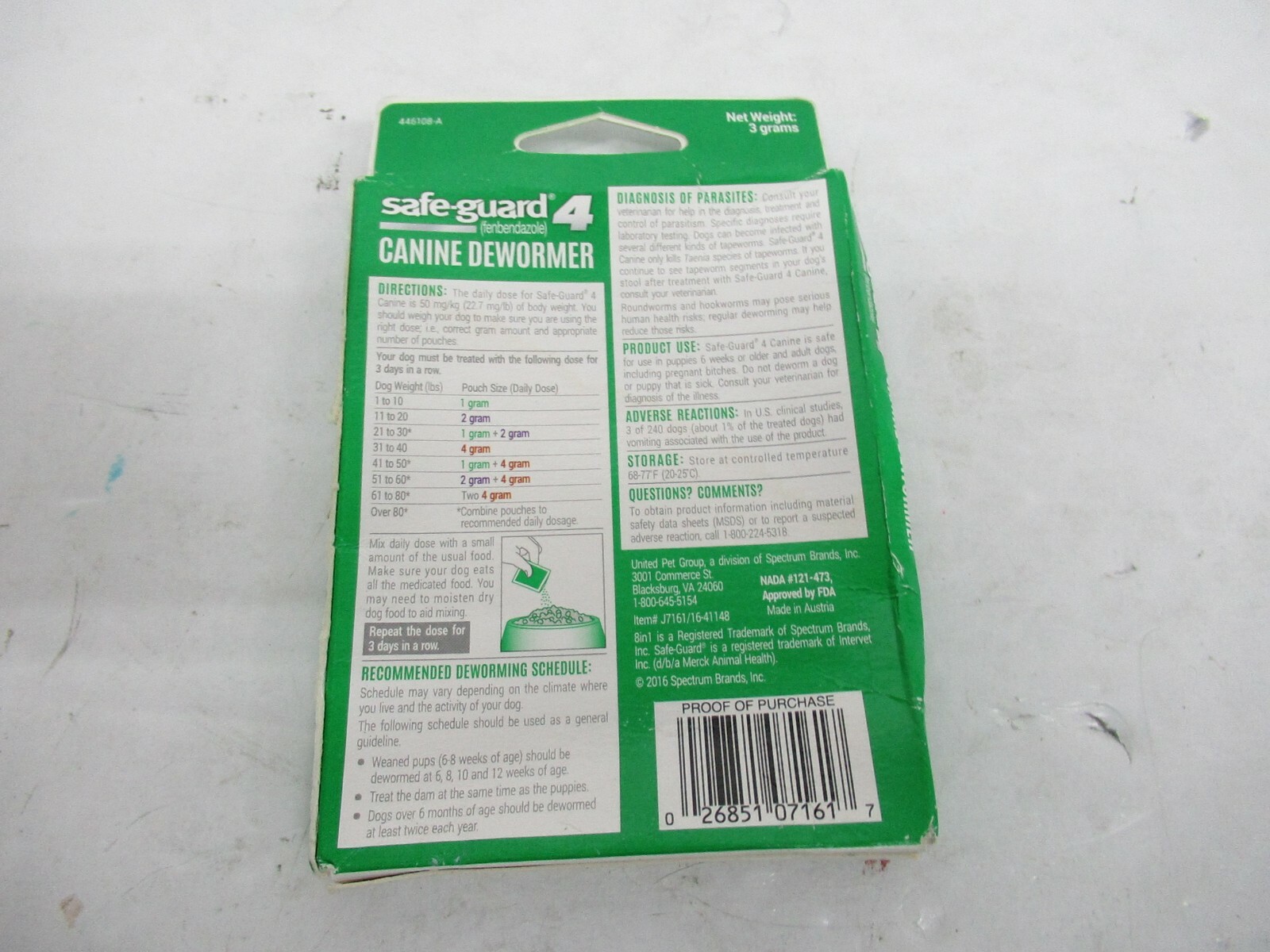 SAFE-GUARD 4 CANINE DEWORMER FOR SMALL DOGS 3 DAY TREATMENT