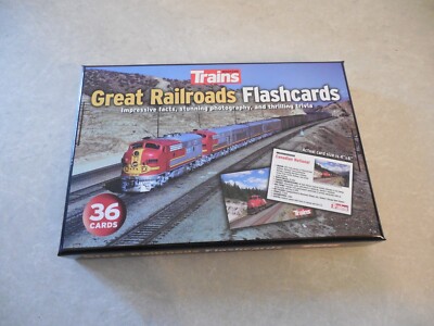 TRAINS MAGAZINE - GREAT RAILROADS FLASHCARDS, 36 4'' X 6'' CARDS, NEW IN BOX!