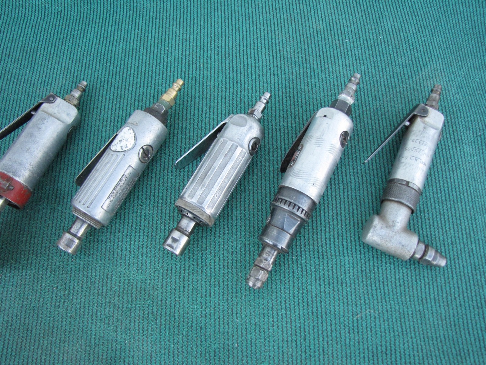 Lot of 7 Pneumatic Straight  and 90 deg Hi- Speed Die Grinders Aircraft ARO Thor