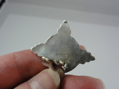 Estate Sterling Silver Sunface Turquoise Inlay Large 1-3/8