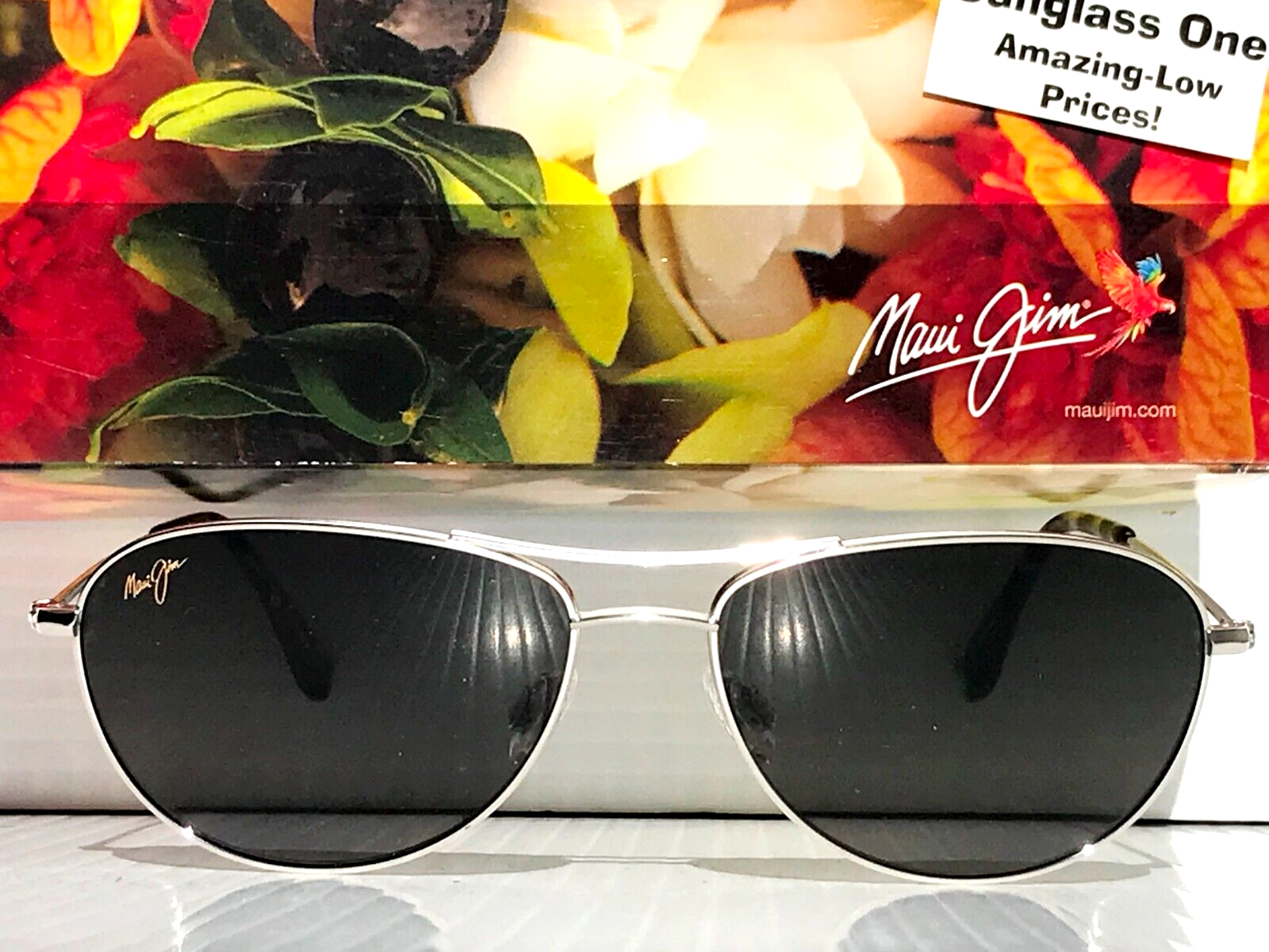 Pre-owned Maui Jim Baby Beach Silver Polarized Grey Lens Sunglass Gs245-17 In Gray