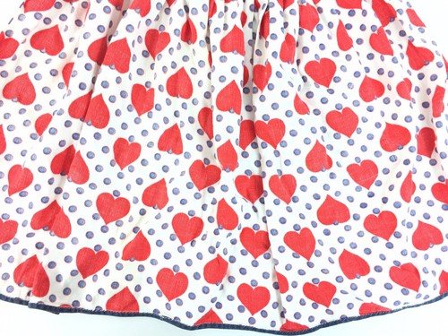 Vintage Heart Half Apron Red Blue Dots Bib Pocket Tie Retro Pinup FAST FREE SHIP