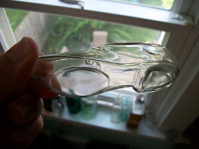 SMALL FIGURAL HAND BLOWN WOMAN'S SHOE PERFUME BOTTLE HAND BLOWN 1890S