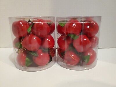 Vtg 1980s Red Shiny Lacquered Christmas Tree Apples NOS 2 PKs 30 total 1 1/4''