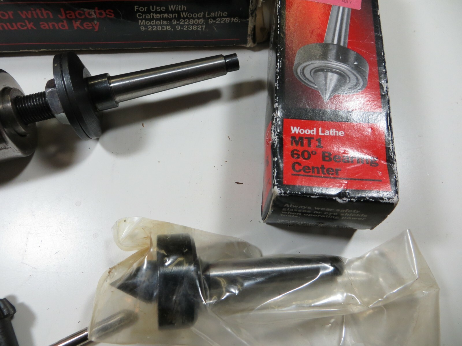 3 Craftsman Wood Lathe Accessories-Face Plate, Drill Chuck, and Live Center, New
