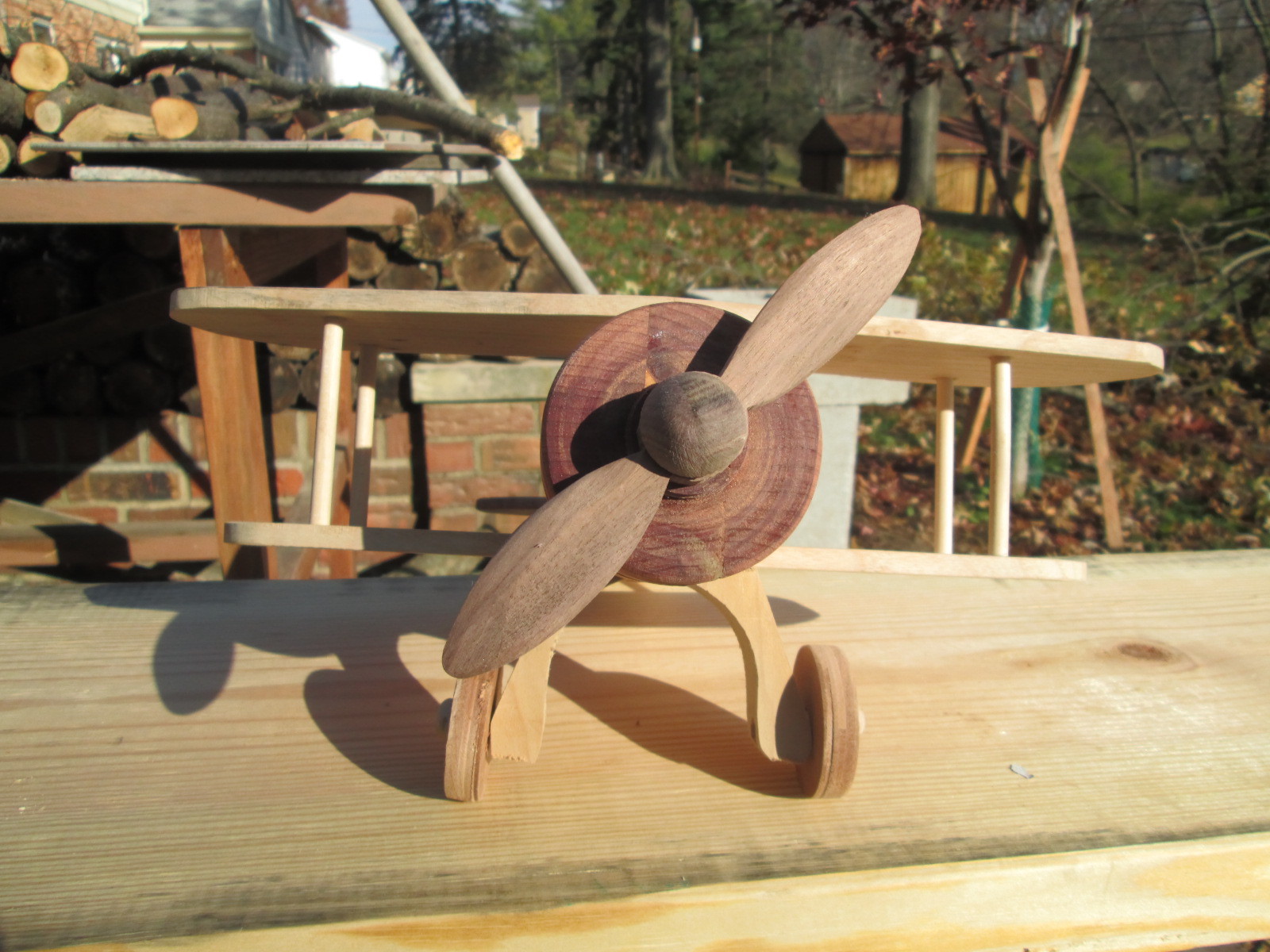 Wooden toy early Biplane, Newly handmade Heirloom Quality airplane,