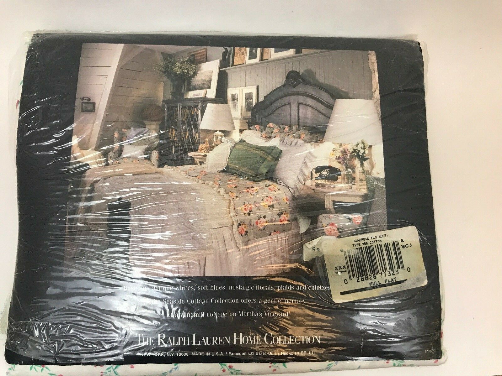 Ralph Lauren Sheet Flat Floral Cotton Blue New Full Sundress Vintage